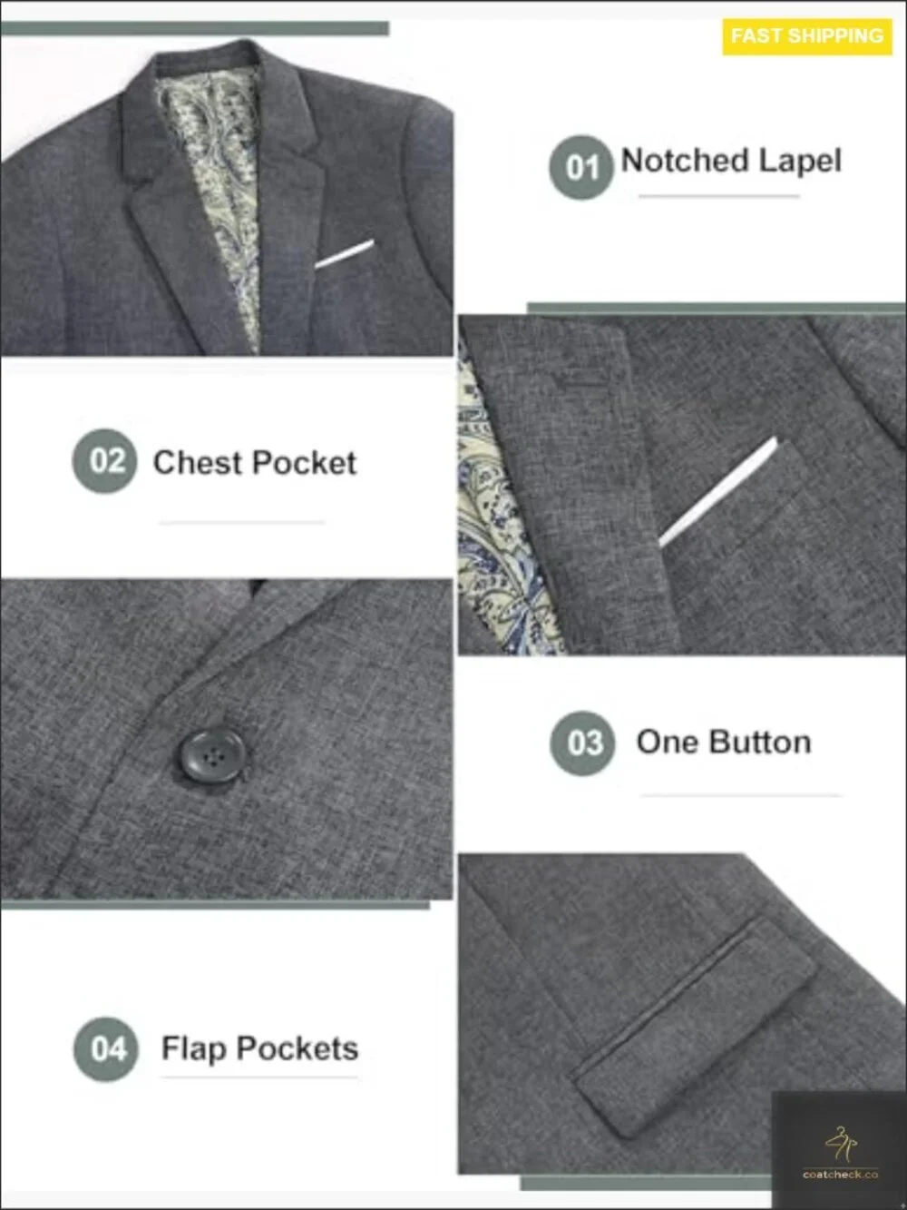 Slim Fit Sport Coat Lightweight Blazer Modern Classic Casual One Button